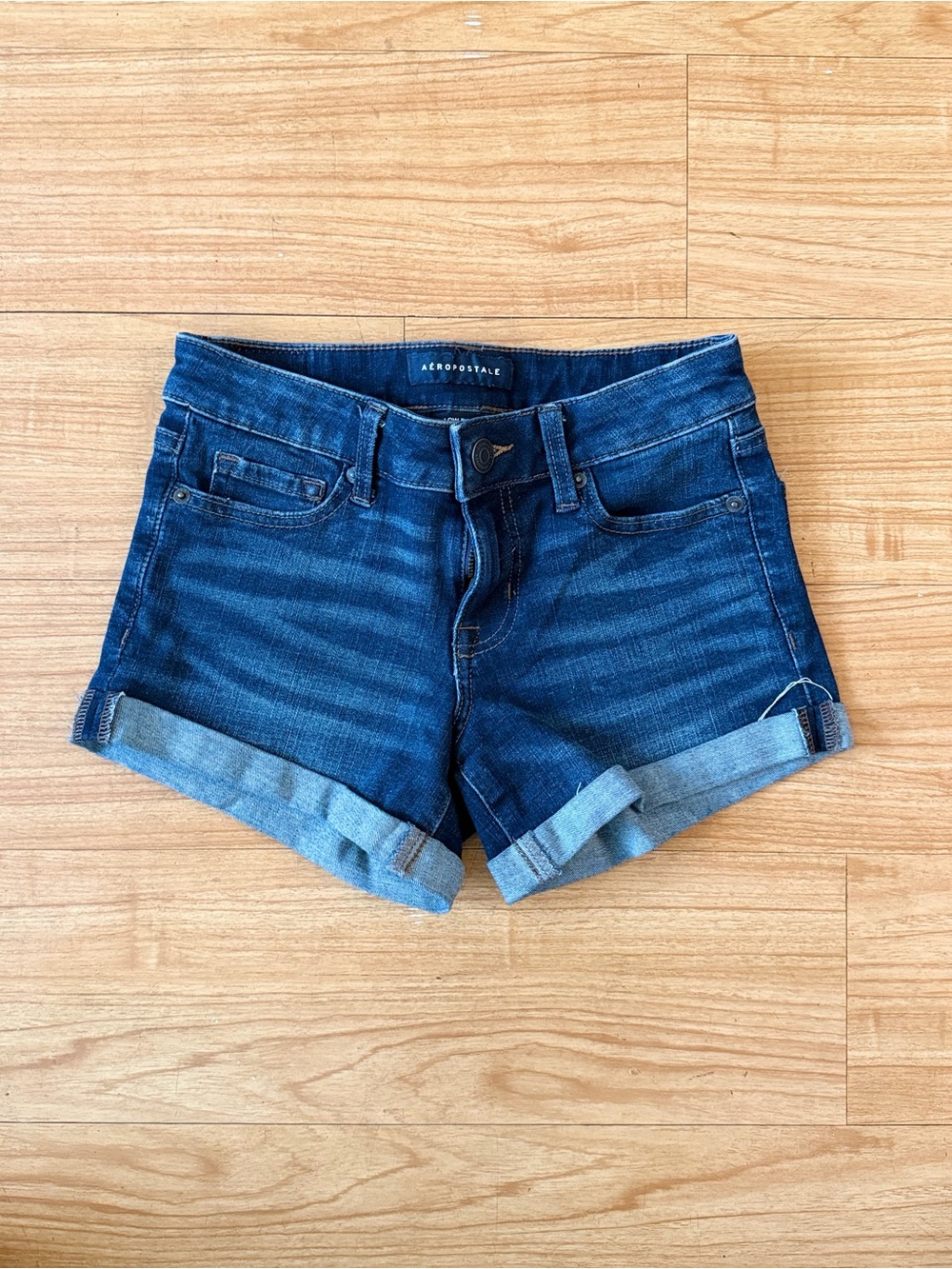 Aeropostale Dark Blue Denim Roll-Cuff Women's Shorts